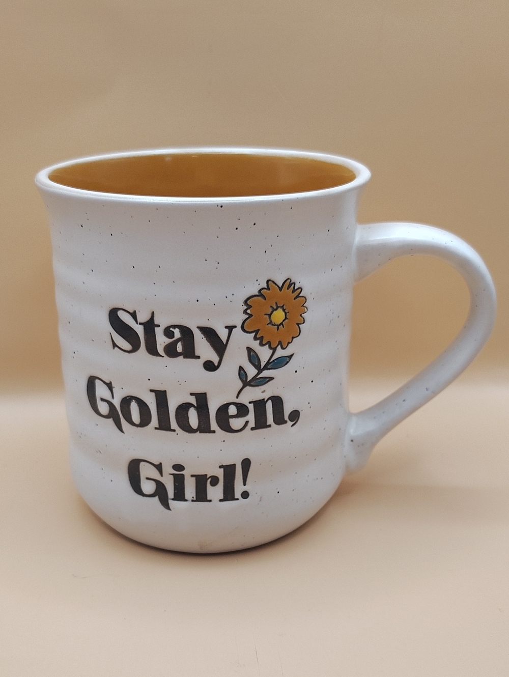 Stay Golden, Girl! 🌻White Ceramic Mug with Yellow Interior. NWT